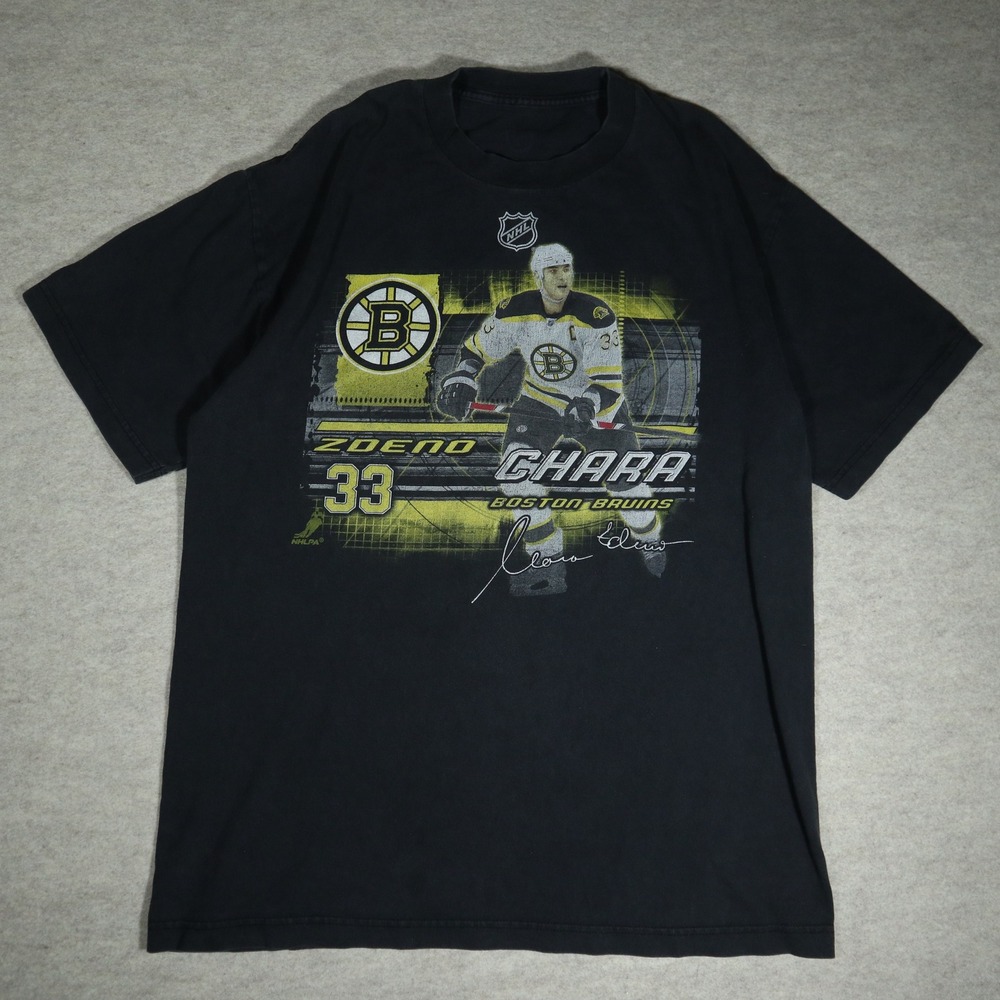 NHL Boston Bruins Zdeno Chara Graphic T-Shirt Mens Large Black Y2K Hockey Skater